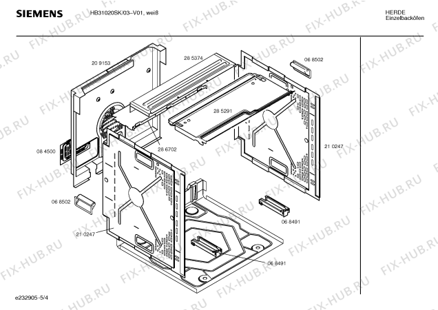 Схема №5 HB31020SK с изображением Панель управления для плиты (духовки) Siemens 00353707