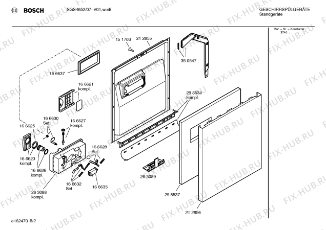 Взрыв-схема посудомоечной машины Bosch SGS4652 Silence comfort - Схема узла 02