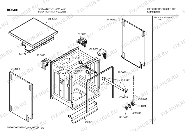 Взрыв-схема посудомоечной машины Bosch SGS4442FF - Схема узла 03