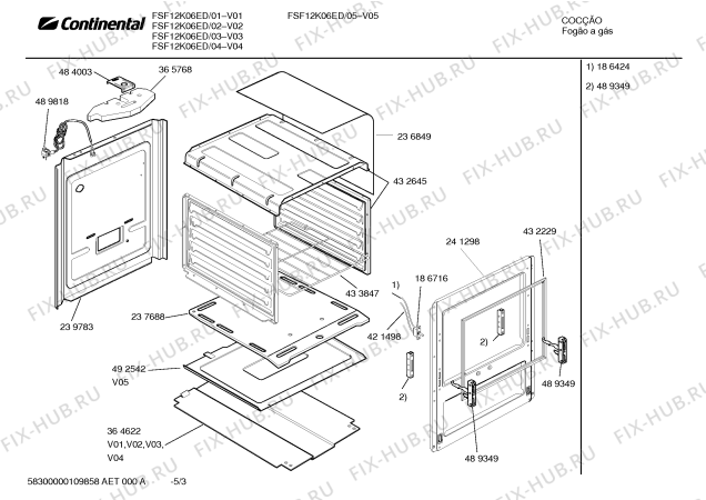 Взрыв-схема плиты (духовки) Continental FSF12K06ED - Схема узла 03
