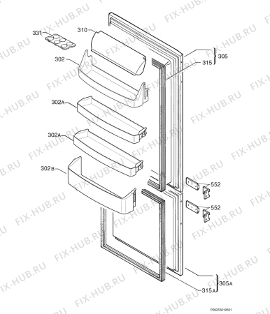 Взрыв-схема холодильника Aeg SC41840-4I - Схема узла Door 003