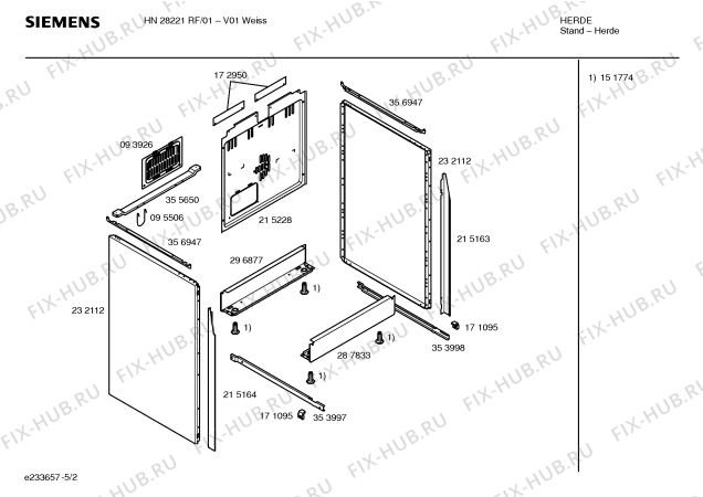 Схема №4 HN28221RF с изображением Стеклокерамика для электропечи Siemens 00236545