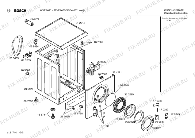 Схема №5 WVF2400GB BOSCH WVF2400 с изображением Инструкция по эксплуатации для стиралки Bosch 00525855
