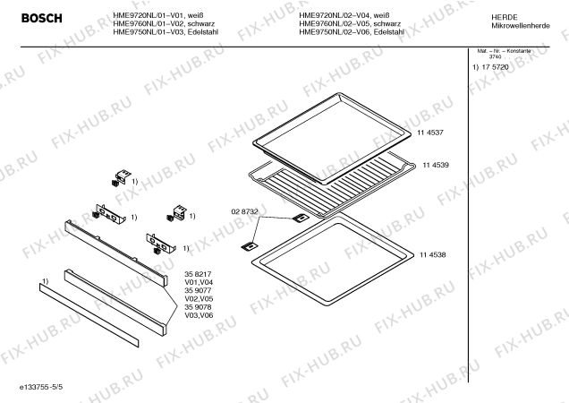 Взрыв-схема микроволновой печи Bosch HME9760NL - Схема узла 05