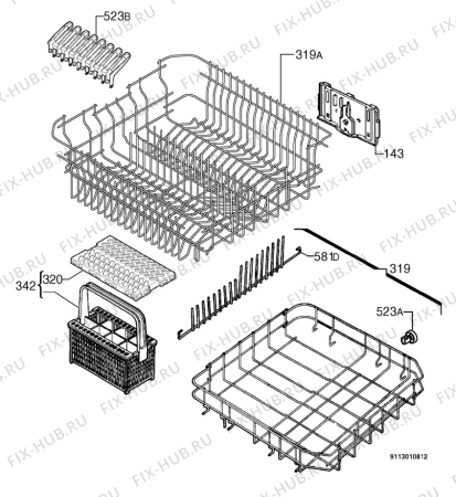Взрыв-схема посудомоечной машины Vestel DW5010EW - Схема узла Basket 160