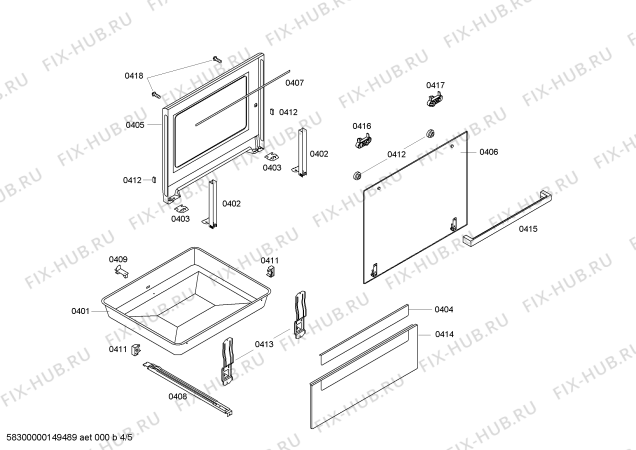 Взрыв-схема плиты (духовки) Bosch HCE743220G - Схема узла 04