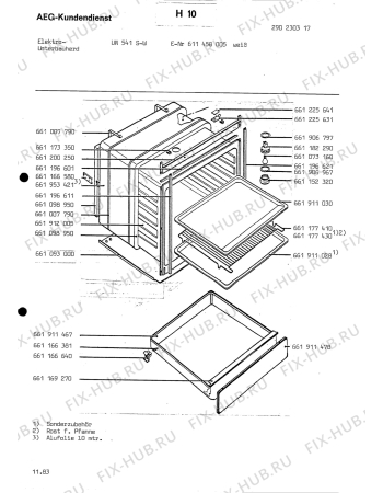 Взрыв-схема плиты (духовки) Aeg UN 541 S W - Схема узла Section1
