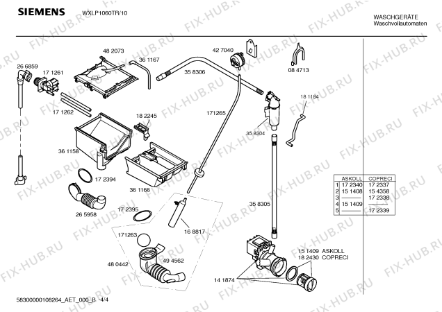 Взрыв-схема стиральной машины Siemens WXLP1060TR SIWAMAT XLP 1060 - Схема узла 04