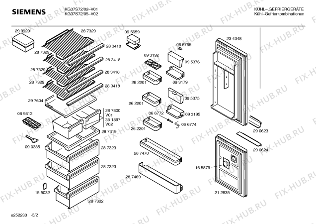 Схема №3 KG36V03 с изображением Дверь для холодильной камеры Siemens 00234348