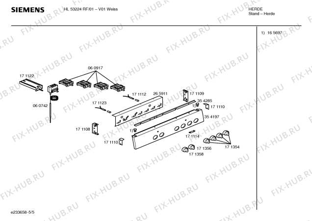 Схема №5 HL53224RF с изображением Инструкция по эксплуатации для плиты (духовки) Siemens 00528407