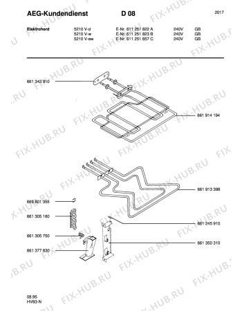 Взрыв-схема плиты (духовки) Aeg 5210V-W GB - Схема узла Section8