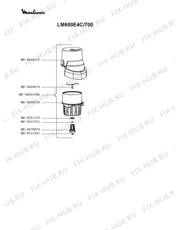 Взрыв-схема блендера (миксера) Moulinex LM600E4C/700 - Схема узла FP003518.7P3