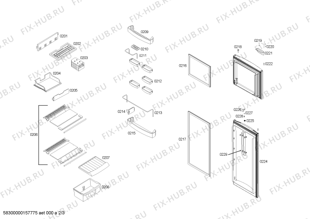 Взрыв-схема холодильника Coldex RS28U7554C REFRIGERADOR COLDEX CN33E2 STEEL 220V/50HZ BOLIVIA - Схема узла 02