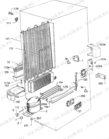 Взрыв-схема холодильника Zanussi DF62/21FF - Схема узла Refrigerator cooling system