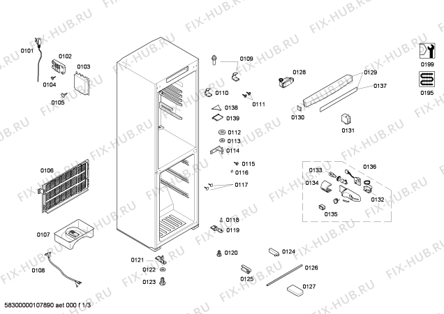 Схема №3 KK22F58TI с изображением Крышка для холодильника Siemens 00494625