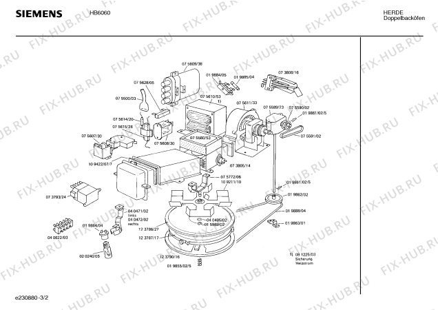 Взрыв-схема плиты (духовки) Siemens HB6060 - Схема узла 02