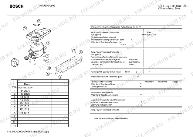 Схема №3 KSU30642 с изображением Дверь для холодильной камеры Bosch 00241522