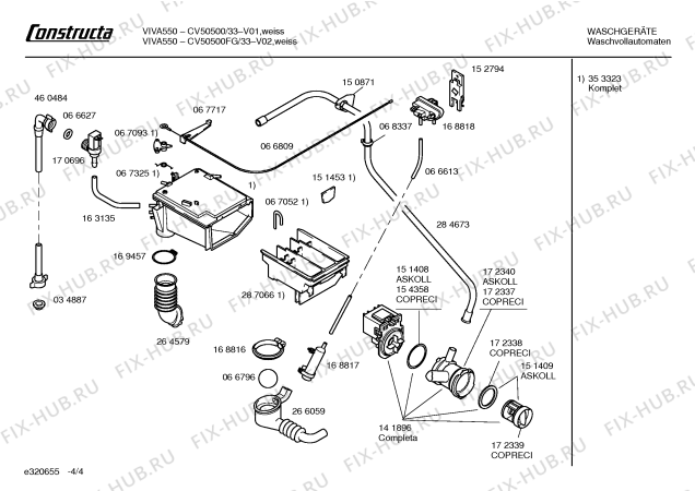 Схема №4 CV50500FG Constructa VIVA 550 с изображением Кабель для стиралки Bosch 00354495