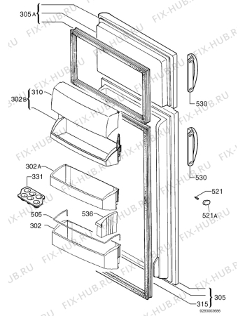 Взрыв-схема холодильника Aeg S2853DT6 - Схема узла Door 003