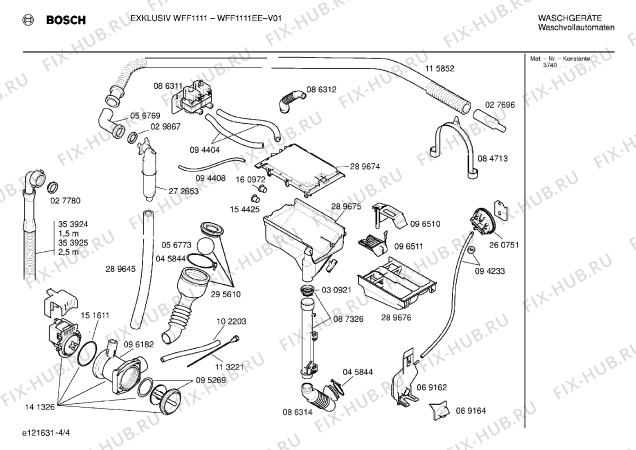 Схема №4 WFF1111EE с изображением Инструкция по эксплуатации для стиральной машины Bosch 00523489
