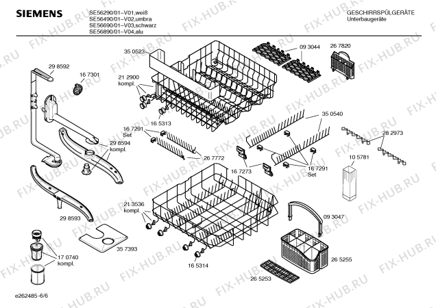 Взрыв-схема посудомоечной машины Siemens SE56890 - Схема узла 06