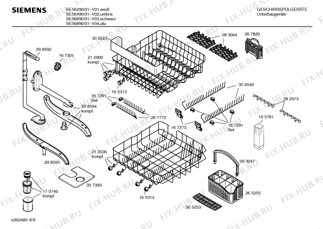 Взрыв-схема посудомоечной машины Siemens SE56490 - Схема узла 06