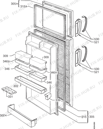 Взрыв-схема холодильника Aeg OEKO S.2842-4DT - Схема узла Door 003