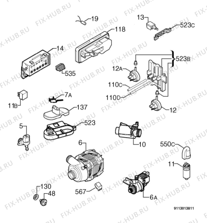 Взрыв-схема посудомоечной машины Arthurmartinelux ASF2584 - Схема узла Electrical equipment 268