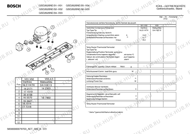 Взрыв-схема холодильника Bosch GSD2620NE - Схема узла 03