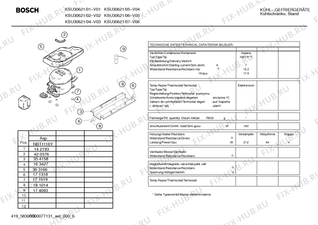 Взрыв-схема холодильника Bosch KSU30621 - Схема узла 03