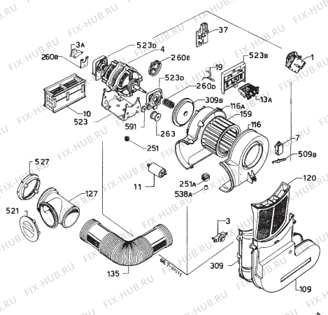 Взрыв-схема стиральной машины Electrolux WT252R - Схема узла Electrical equipment 268