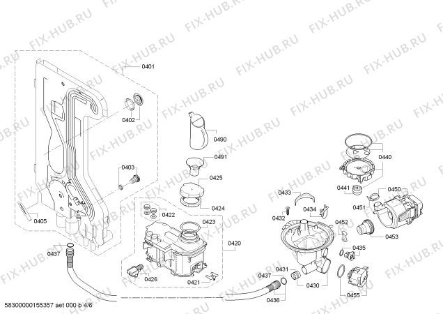 Взрыв-схема посудомоечной машины Bosch SMV53A00GB - Схема узла 04