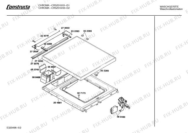 Взрыв-схема стиральной машины Constructa CR52510 CHROMA - Схема узла 02