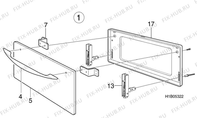 Взрыв-схема посудомоечной машины Electrolux EK5140 - Схема узла H10 Oven Door bi (small)