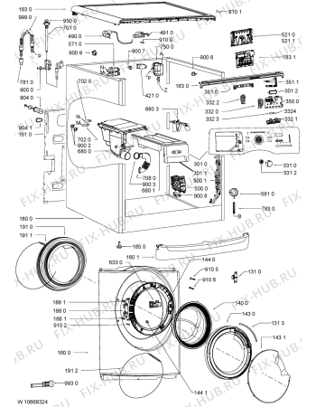 Схема №2 AWOE 9145 с изображением Блок управления для стиралки Whirlpool 481010404844