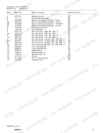 Схема №2 KE022174 с изображением Варочная панель для электропечи Bosch 00097716