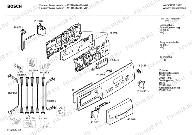 Схема №5 WFR141A EXKLUSIV Maxx comfort WFR141A с изображением Инструкция по эксплуатации для стиральной машины Bosch 00690963