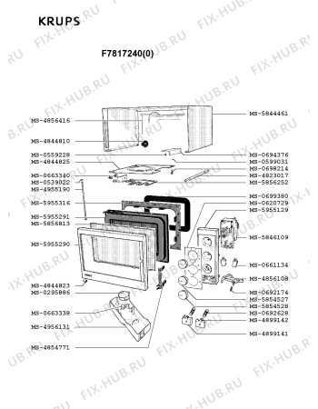 Взрыв-схема микроволновой печи Krups F7817240(0) - Схема узла XP002375.7P2