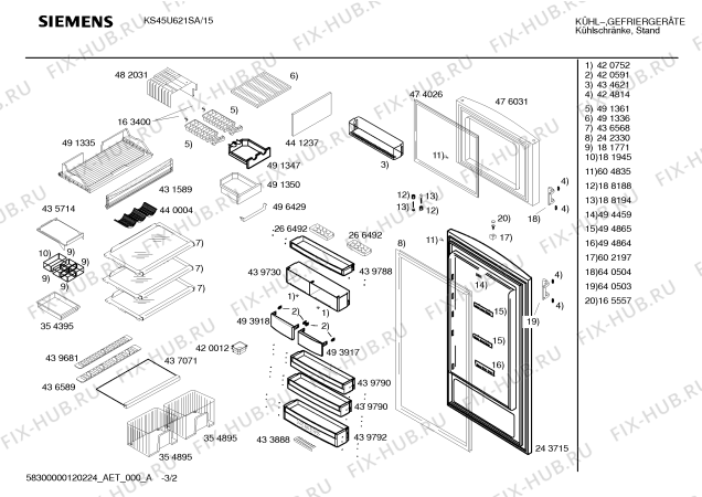 Схема №2 KS49U622NE с изображением Панель управления для холодильника Siemens 00441086