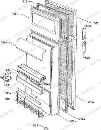 Взрыв-схема холодильника Zanussi Z622/6-3D - Схема узла Door 003