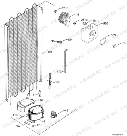 Взрыв-схема холодильника Aeg Electrolux SK81840-7I - Схема узла Cooling system 017