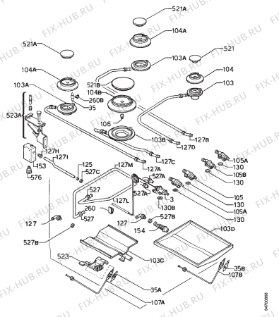 Взрыв-схема плиты (духовки) Zanussi ZCG6000B - Схема узла Functional parts 267