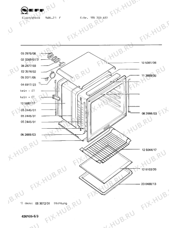 Взрыв-схема плиты (духовки) Neff 195303457 1484.21F - Схема узла 03