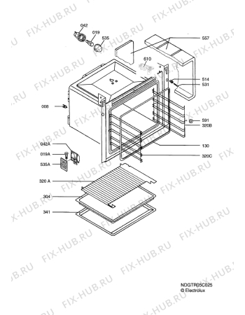 Взрыв-схема плиты (духовки) Electrolux EOB68200X  EU R08 AF - Схема узла Oven