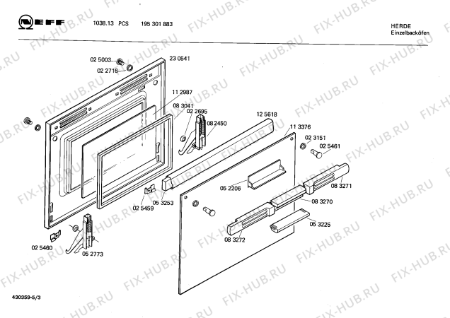 Взрыв-схема плиты (духовки) Neff 195301883 1038.13PCS - Схема узла 03