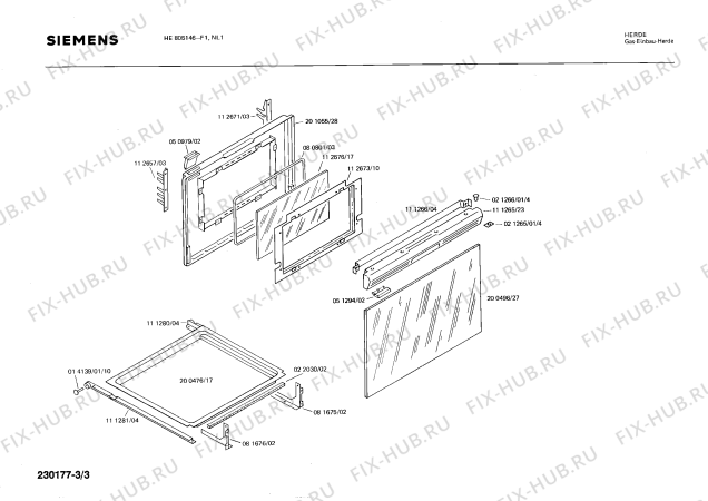 Взрыв-схема плиты (духовки) Siemens HE805146 - Схема узла 03