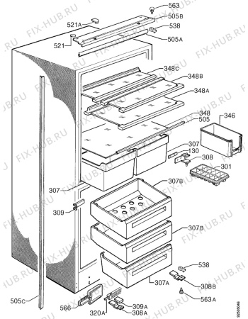 Взрыв-схема холодильника Blomberg KFI52900 - Схема узла Housing 001