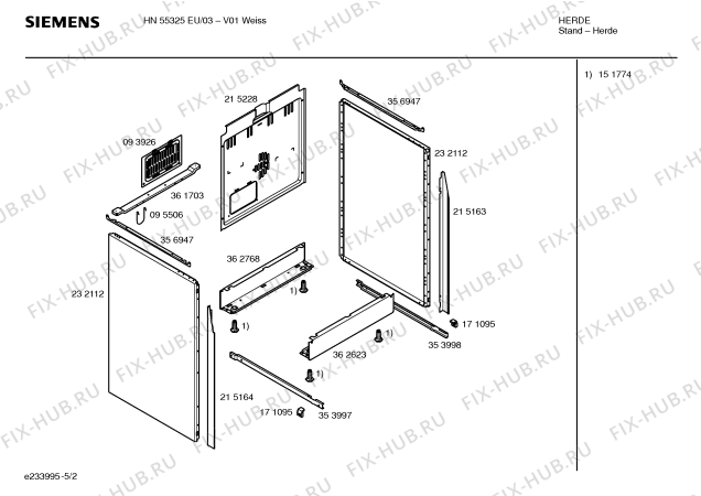 Схема №5 HN55325EU с изображением Панель управления для плиты (духовки) Siemens 00365213