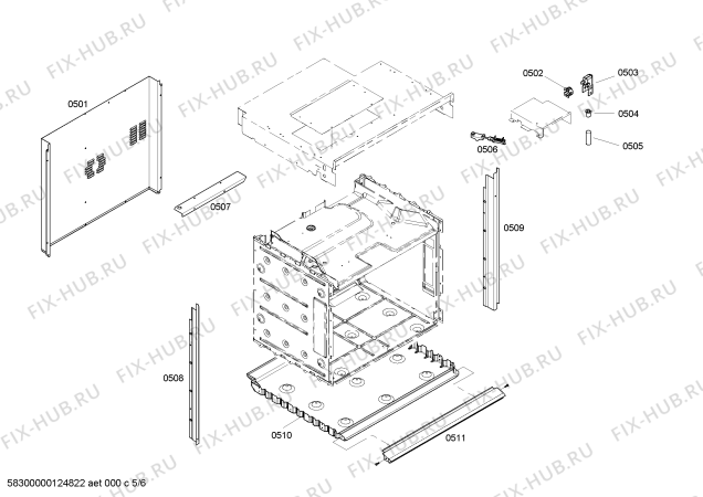 Взрыв-схема плиты (духовки) Bosch HBL8450UC - Схема узла 05