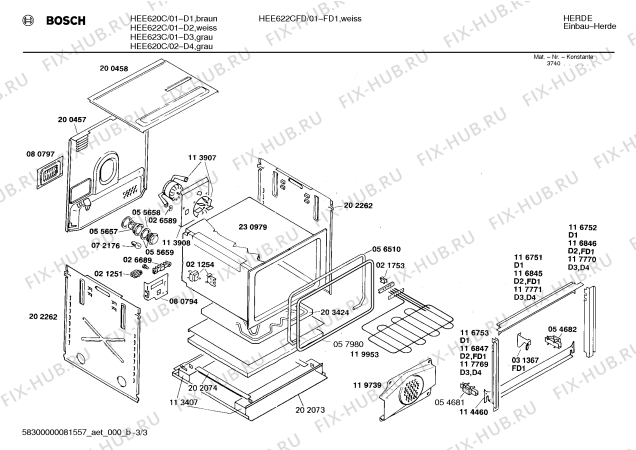 Схема №3 HEE623C с изображением Переключатель для духового шкафа Bosch 00031365